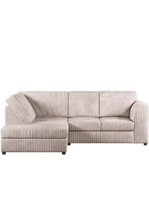 Luxury Life Right Corner Jumbo Cord Fabric Sofa – Beige (212 × 164 cm)