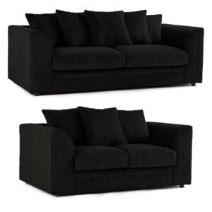 Dylan Black 3+2 Seater Jumbo Cord Corner Sofa