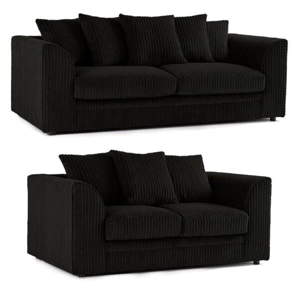 Dylan Black 3+2 Seater Jumbo Cord Corner Sofa