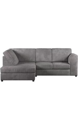 Luxury Life Right Corner Jumbo Cord Fabric Sofa – Grey (212 × 164 cm)