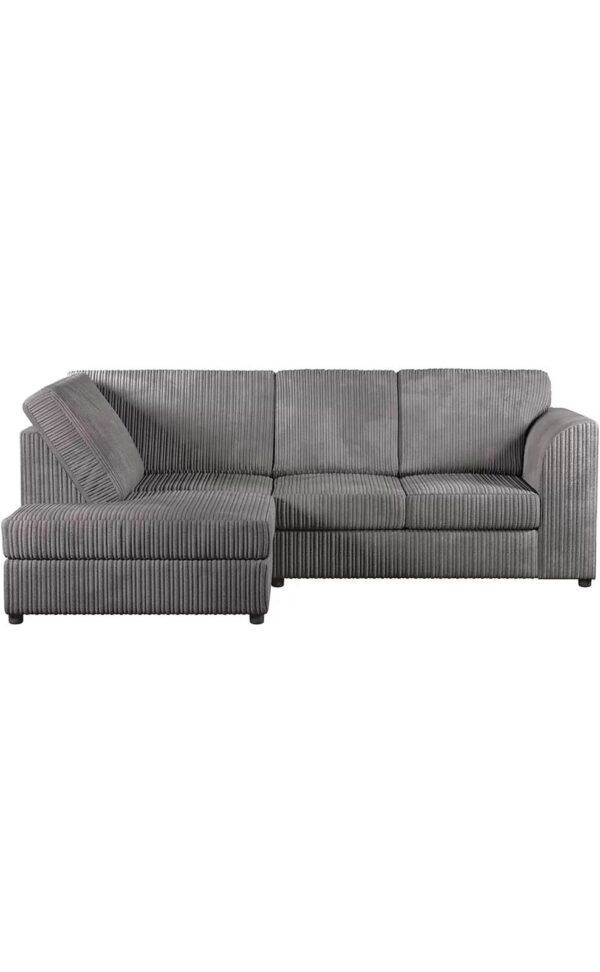 Luxury Life Right Corner Jumbo Cord Fabric Sofa – Grey (212 × 164 cm)