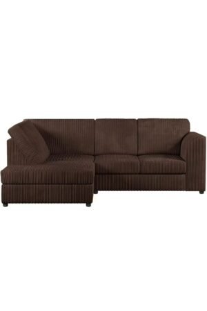 Luxury Life Right Corner Jumbo Cord Fabric Sofa – Brown (212 × 164 cm)