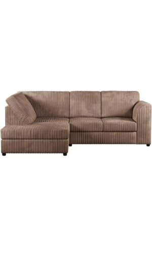 Luxury Life Right Corner Jumbo Cord Fabric Sofa – Coffee Brown (212 × 164 cm)
