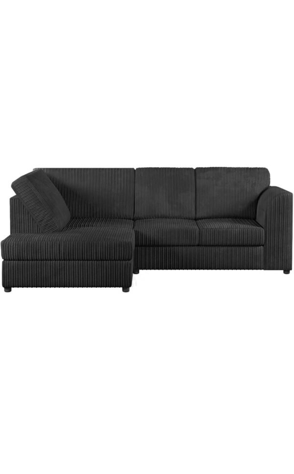Luxury Life Right Corner Jumbo Cord Fabric Sofa – Black (212 × 164 cm)