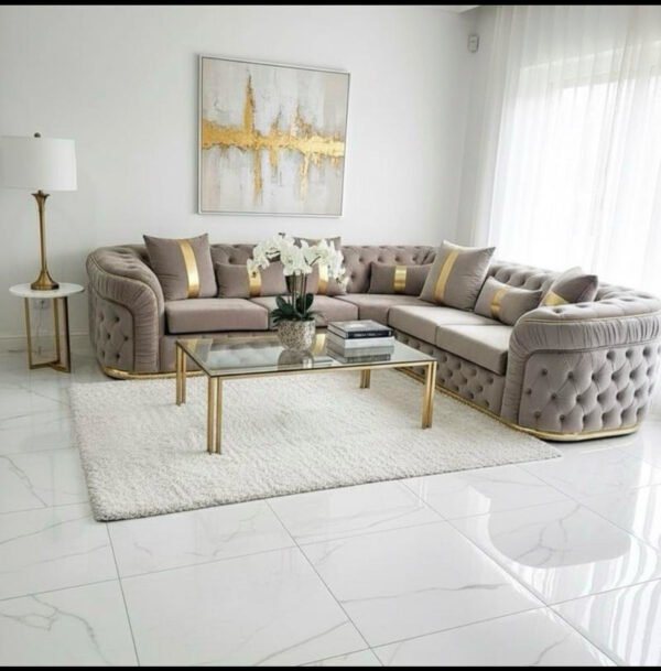 Chesterfield corner mink plush velvet