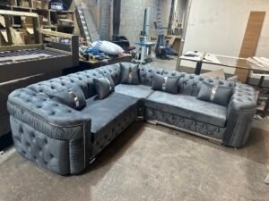 Chesterfield ambassador sofa plush velvet grey