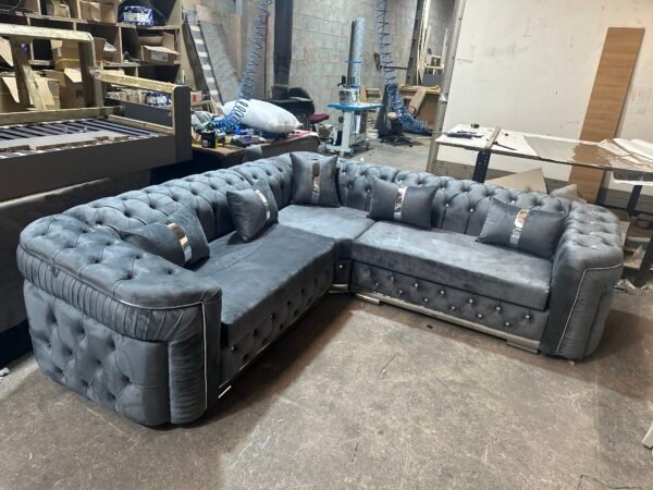 Chesterfield ambassador sofa plush velvet grey