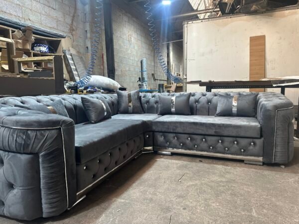 Chesterfield ambassador sofa plush velvet grey