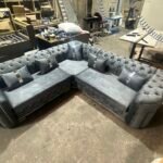 Chesterfield ambassador sofa grey available in different colors size 230 cm by 230 cm