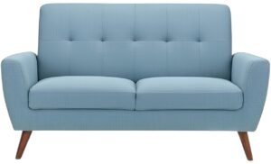 Julian Bowen Monza 2-Seater Sofa – Blue Linen Fabric