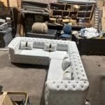 This is chesterfield ambassador corner sofaa plush velvet white 